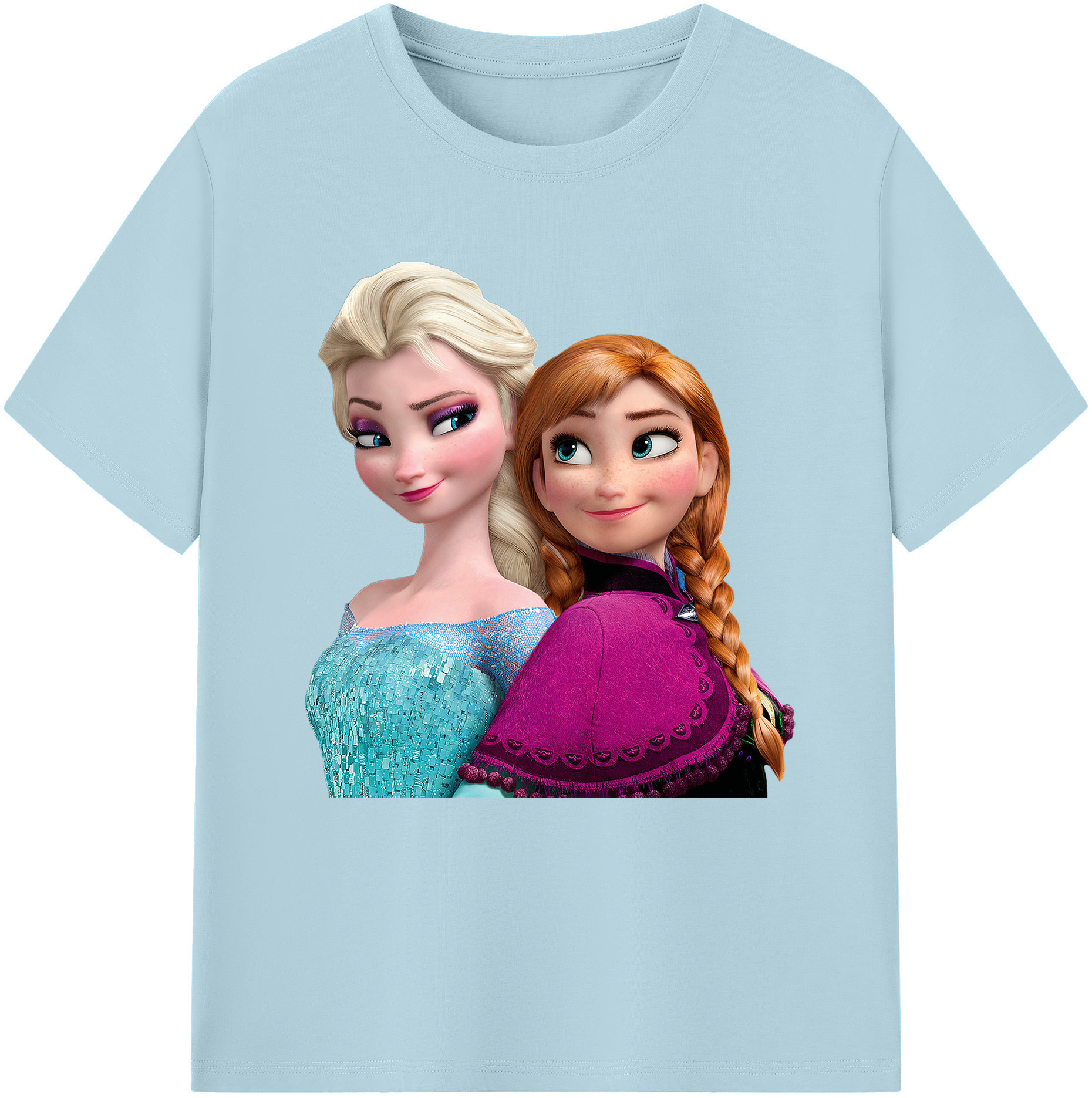 （画像用） アナと雪の女王 アンナ エルサ Frozen Anna Elsa 綿100％半袖Tシャツ（フロントプリント）